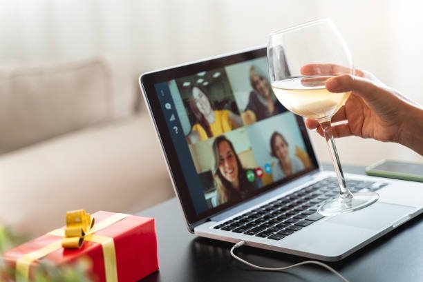 Virtually celebrating holidays with family and loved ones with a toast